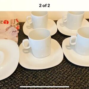 Original owner. Block China Langenthal Set of 4 White Cups and Saucers Elegant.